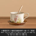 Axyaa Small Daisy Ceramic Coffee Mug Set with Saucer and Spoon