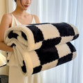 Axyaa Checkerboard Double Layer Fleece Blanket - Soft & Warm Plush Throw Blanket
