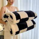 Axyaa Checkerboard Double Layer Fleece Blanket - Soft & Warm Plush Throw Blanket