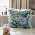 Axyaa Vintage Floral Oil Painting Pillow Cover with Jacquard Tassels