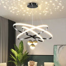 Axyaa Black Starry Sky LED Chandelier with Remote Control Projection Lights