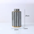 Axyaa Geometric Striped Ceramic Jar with Cover - Home Decor Craft Storage