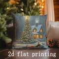 Axyaa Christmas Scenes Pillow Cover for Sofa Bedroom Car - Rectangular Cushion