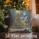 Axyaa Christmas Scenes Pillow Cover for Sofa Bedroom Car - Rectangular Cushion