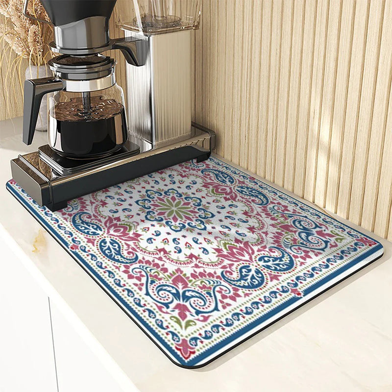 Axyaa Geometric Figure Paisley Kitchen Drying Mat