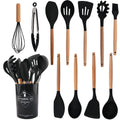 Silicone Kitchenware Utensil Set with Storage Box - Axyaa Branded Cooking Tools