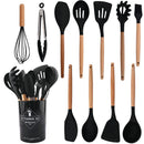 Silicone Kitchenware Utensil Set with Storage Box - Axyaa Branded Cooking Tools
