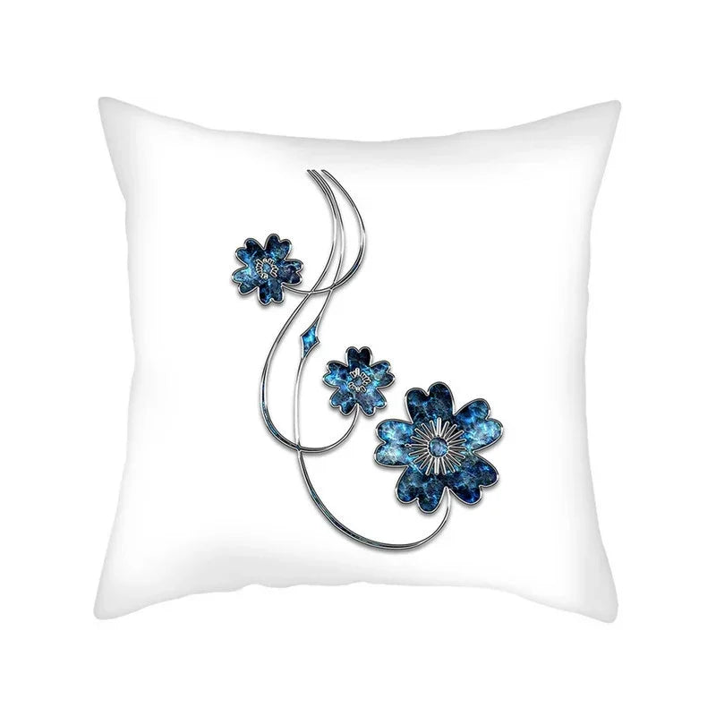 Axyaa Blue Flower Pattern Pillow Case