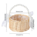 Axyaa Woven Flower Basket with Pearl Handle - Wedding Decor & Picnic Baskets