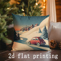 Axyaa Christmas Theme Cushion Cover: Santa & Winter Scenes Pattern for Sofa, Bedroom, Car Pillows