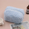 Axyaa Plush Korean Cosmetic Pouch: Large Kawaii Makeup Organizer Bag for Women.