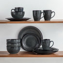 Axyaa Black Relief Ceramic Tableware Set - 16/32 Pieces, Elegant Dinnerware	Collection