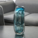 Axyaa Blue Bubble Glass Vase Hydroponic Flower Pot Modern Desk Decoration