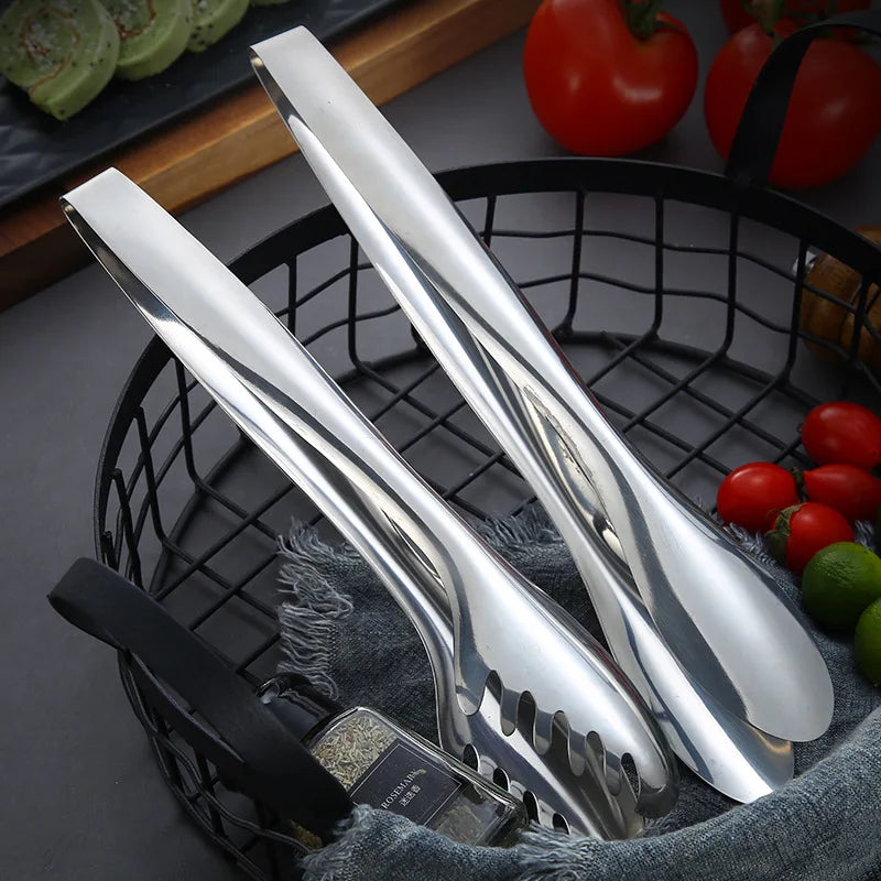Axyaa Stainless Steel Food Tongs: Buffet BBQ Serving Clip for Home Kitchen