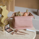 Axyaa Makeup Bag: PU Leather, Large Capacity, Double Zipper, Travel Toiletries Storage