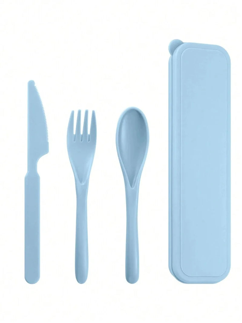 Axyaa Portable Cutlery Set: Plastic Knife, Fork & Spoon - Reusable for School, Outdoor, Camping