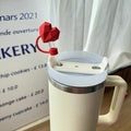 Axyaa Heart Bear Silicone Straw Caps for Stanley Cups - 10mm Straw Toppers