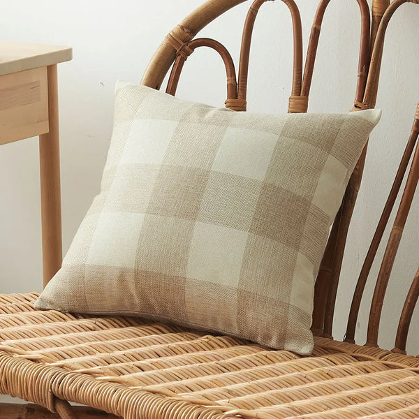 Axyaa Plaid Pillow Cover Simple Classic Decorative Cushion for Sofa and Living Room