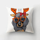 Axyaa Cartoon Dogs Feather Print Pillowcase Home Decor Sofa Seat Cushion Cover