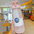 Axyaa Large Capacity Sports Water Bottle with Straw - Portable Frosted Plastic Space Cup