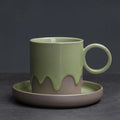Axyaa Coarse Pottery Glazed Coffee Cup and Saucer Set, 200ML
