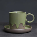 Axyaa Coarse Pottery Glazed Coffee Cup and Saucer Set, 200ML
