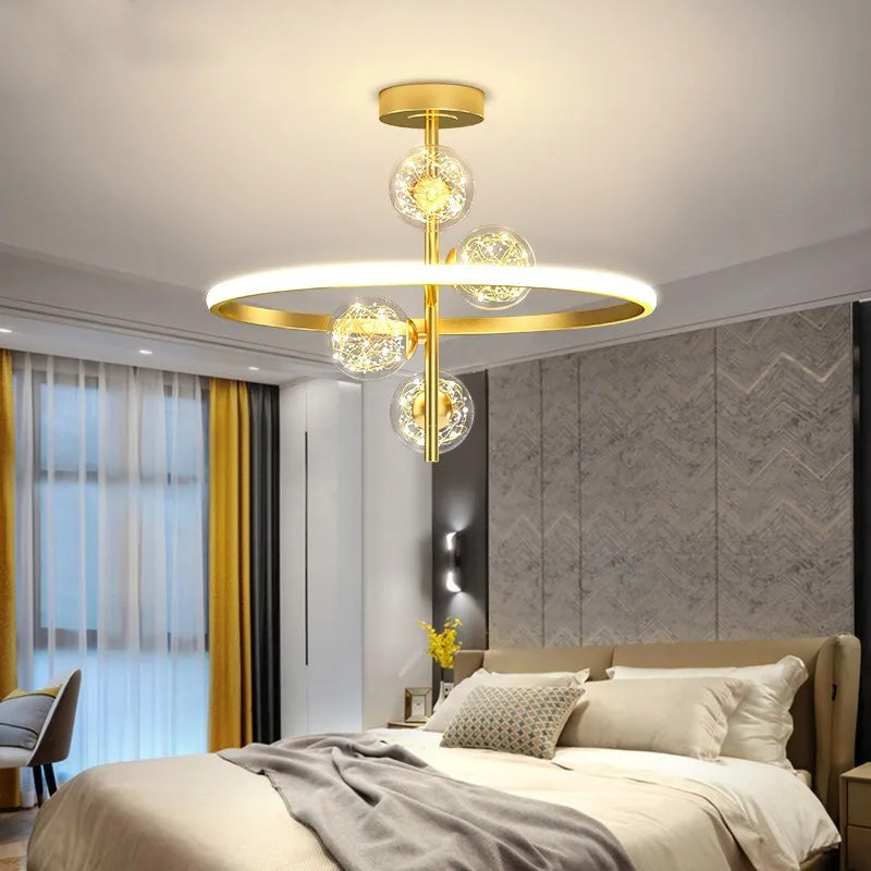 Axya Black&Gold LED Chandelier Ceiling Light for Bedroom Living Room Kitchen