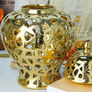 Golden Ceramic Vase for Artistic Flower Arrangement by Axyaa
