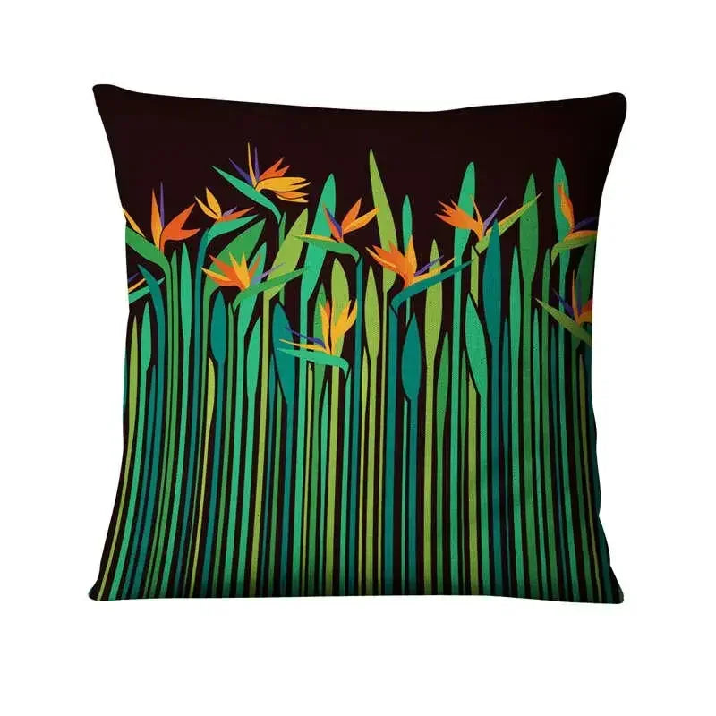 Axyaa Tropical Palm Leaf Print Cushion Cover for Living Room, Bedroom, and Car