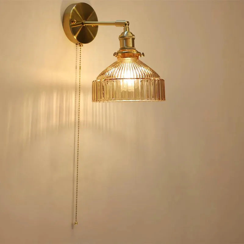 Axyaa Nordic Glass Wall Light Switch, Luxurious Bedside LED Sconce