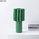 Axyaa Green Ceramic Vase: Irregular Wrinkle Design for Floral Arrangements