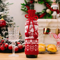Knitted Snowflake Elk Christmas Wine Bottle Cover by Axyaa