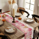Axyaa Christmas Watercolor Table Runner, Farmhouse Dining Decor, Washable Long Cloth