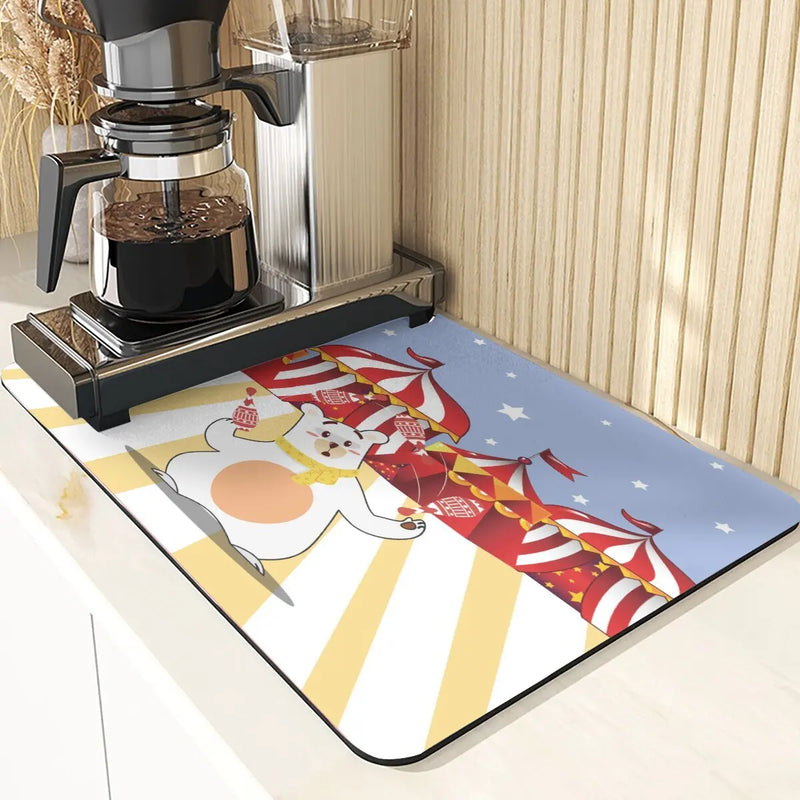 Axyaa Monkey Pattern Diatomaceous Earth Coasters: Stylish Cup Placemats & Coaster Set