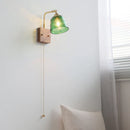 Axyaa Glass Wood LED Wall Lights - Up Down Rotate Wabi Sabi Bedside Lamp