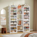 Axyaa 14-Tier Tall Shoe Rack with 22 Cubbies, White Wooden Cabinet for 46 Pairs