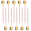 Axyaa Long Handle Mirror Ice Spoon Set - 10Pcs Stainless Steel Flatware & Bar Tools