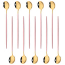 Axyaa Long Handle Mirror Ice Spoon Set - 10Pcs Stainless Steel Flatware & Bar Tools