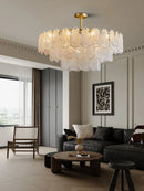 Axyaa Cloud Glass Chandelier: Modern LED Lighting for Elegant Living Room