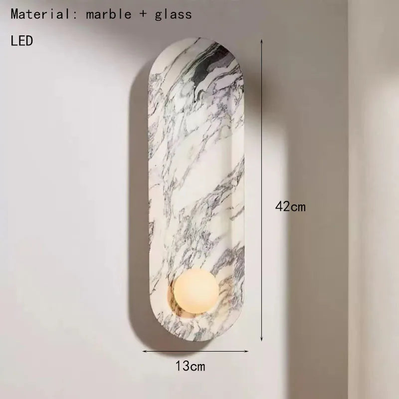Axyaa 3D Marble Wall Light 42cm White Glass Ball for Indoor Decor