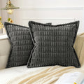 Axyaa Soft Corduroy Stripe Pillow Cover with Geometric Pattern