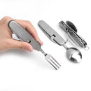 Axyaa 4-in-1 Stainless Steel Pocket Utensil Set for Outdoor Camping
