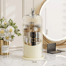Axyaa Rotating Birdcage Makeup Brush Holder with Clear Lid - Vanity Cosmetic Storage