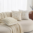 Cream Woven Tufted Pillowcase with Beige Tassel Embroidery by Axyaa