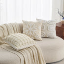 Cream Woven Tufted Pillowcase with Beige Tassel Embroidery by Axyaa