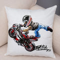 Axyaa Extreme Sports Motorcycle Pattern Cushion - Cartoon Design for Home & Car