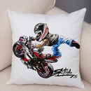 Axyaa Extreme Sports Motorcycle Pattern Cushion - Cartoon Design for Home & Car