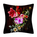 Retro Floral Linen Pillow Cover Abstract Art Decor for Living Room Sofa by Axyaa
