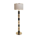 Axyaa Gold Black Stone Floor Lamp w/ Fabric Lampshade, Nordic Luxury Design