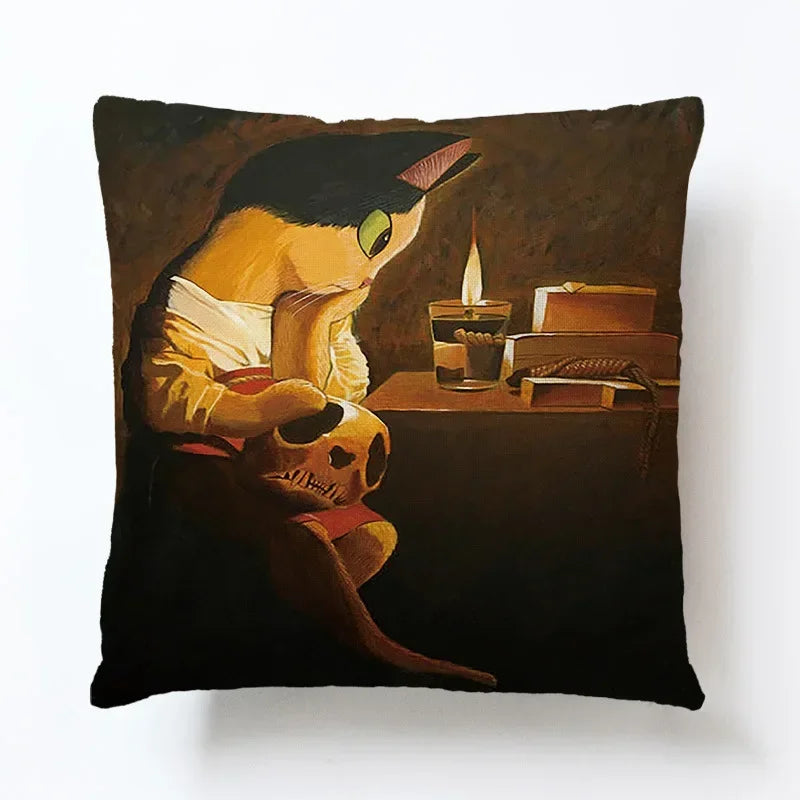 Axyaa Cartoon Animal Linen Pillowcase for Home Sofa Decor